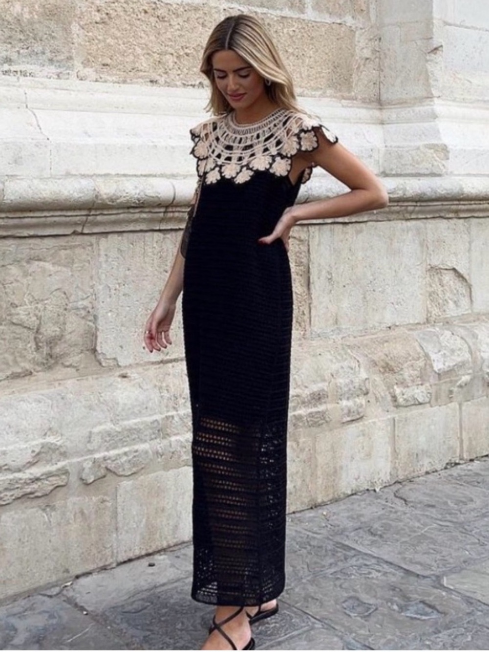 New Zara Limited Edition crochet black dress XS/S